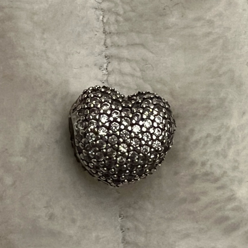 Pandora Pavé Heart Charm - Silver Tone